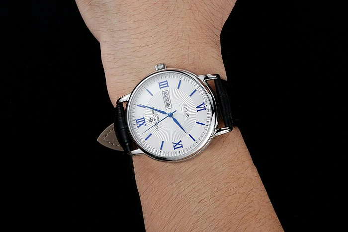 Patek Philippe Calatrava White Dial Silver Case Black Leather Bracelet new124897
