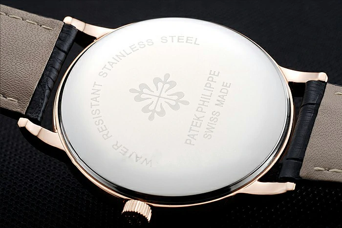 Patek Philippe Calatrava Black Dial Gold Case Black Leather Bracelet new124898
