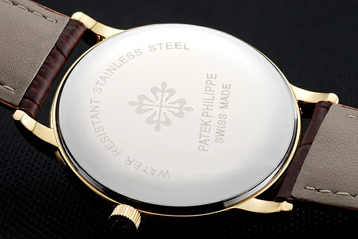 Patek Philippe Calatrava White Dial Blue Roman Numerals Gold Case Brown Leather Bracelet new124901