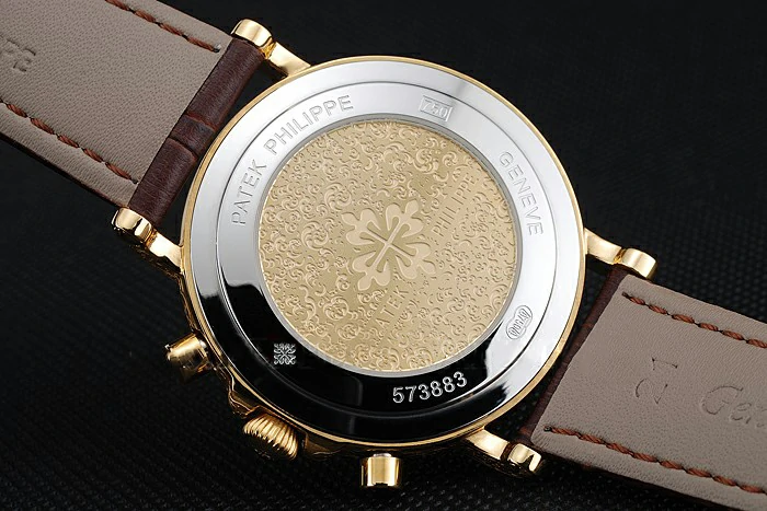 Patek Philippe Grand Complications Gold Dial Engraved Gold Case Brown Leather Bracelet new125138
