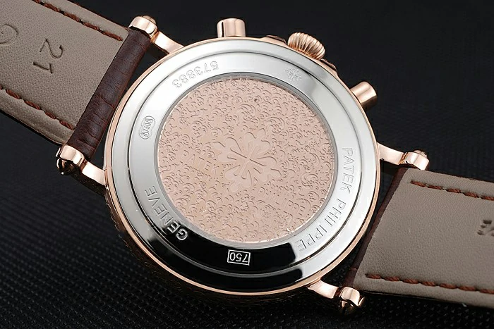 Patek Philippe Grand Complications Rose Gold Dial Engraved Rose Gold Case Brown Leather Bracelet new125139