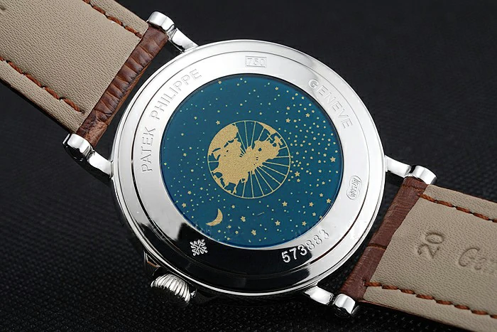 Patek Philippe Perpetual Calendar Retrograde Date White Dial Silver Case Brown Leather Bracelet new125146