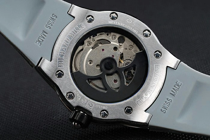 Richard Mille RM 033 Extra Flat Automatic Diamond Case Grey Rubber Bracelet new125397