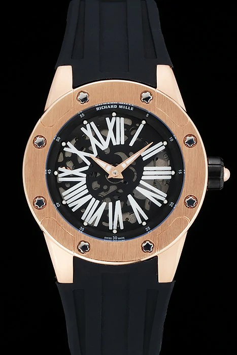 Richard Mille RM 033 Extra Flat Automatic Gold Case Black Rubber Bracelet new125399