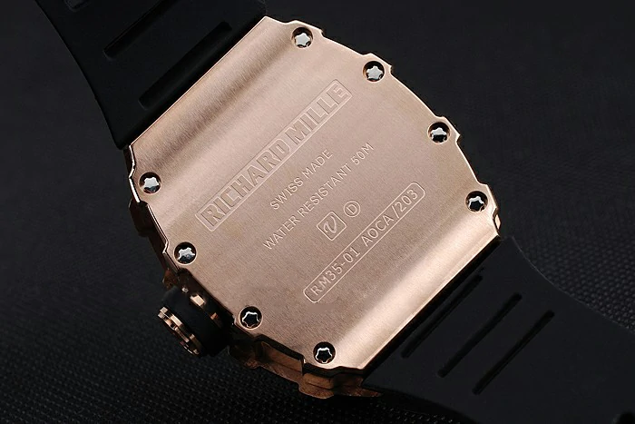 Richard Mille RM 35 01 Rafael Nadal Gold Case Black Rubber Bracelet new125400