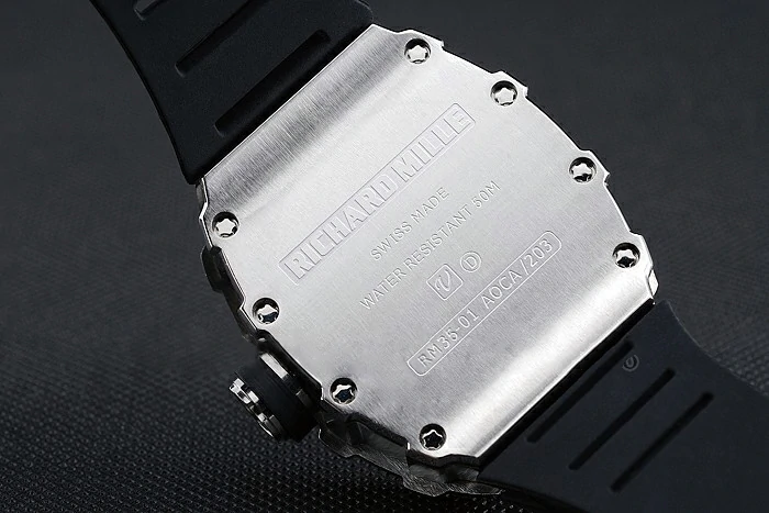 Richard Mille RM 35 01 Rafael Nadal Silver Case Black Rubber Bracelet new125401