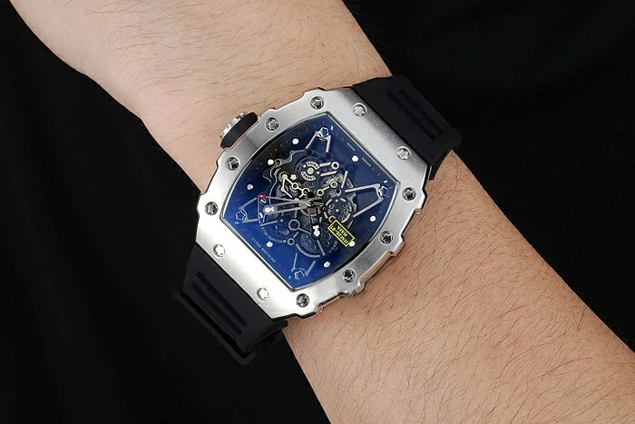 Richard Mille RM 35 01 Rafael Nadal Silver Case Black Rubber Bracelet new125401