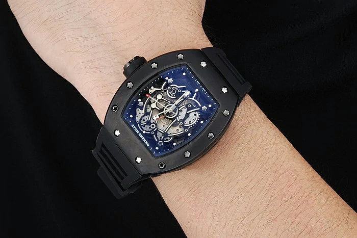 Richard Mille RM 055 Bubba Watson Black Case Black Rubber Bracelet new125402