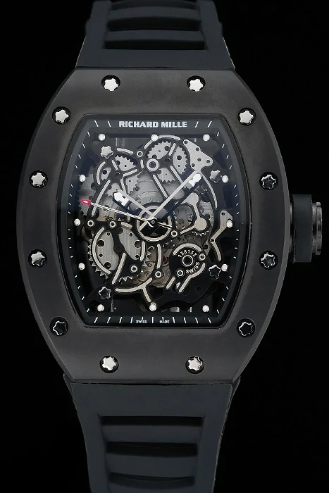 Richard Mille RM 055 Bubba Watson Black Case Black Rubber Bracelet new125402
