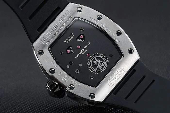 Richard Mille RM 057 Tourbillon Dragon Jackie Chan Silver Case Black Rubber Bracelet new125404