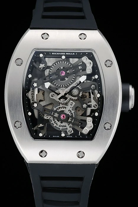 Richard Mille RM 038 Bubba Watson Tourbillion Silver Case Black Rubber Bracelet new125405