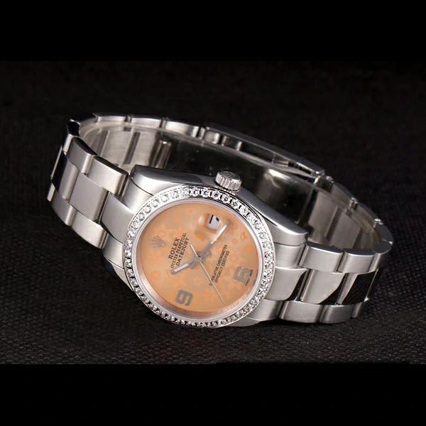 Rolex Datejust Polished Stainless Steel Orange Flowers Dial Diamond Plated new58021