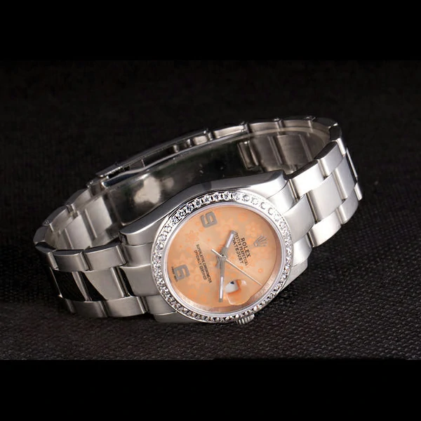 Rolex Datejust Polished Stainless Steel Orange Flowers Dial Diamond Plated new58021
