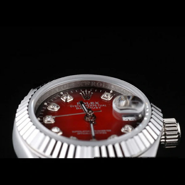 Rolex Datejust Polished Stainless Steel Two Tone Red Dial new58025