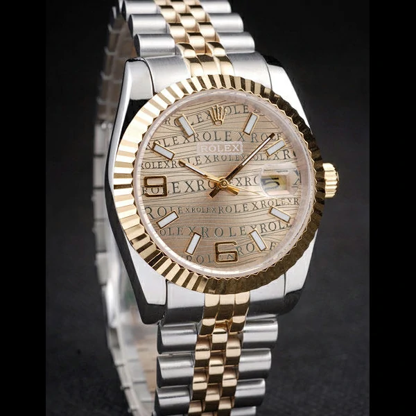 Rolex DateJust Two Tone Stainless Steel Gold PlatedGold Dial new58028