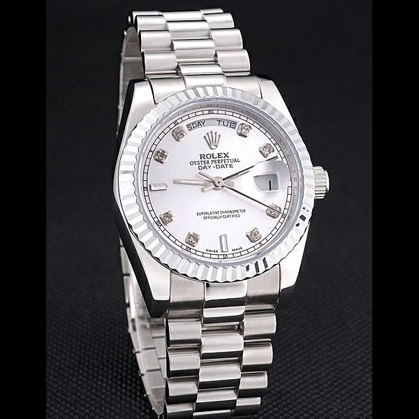 Rolex Day Date Polished Stainless Steel Silver Dial new58035