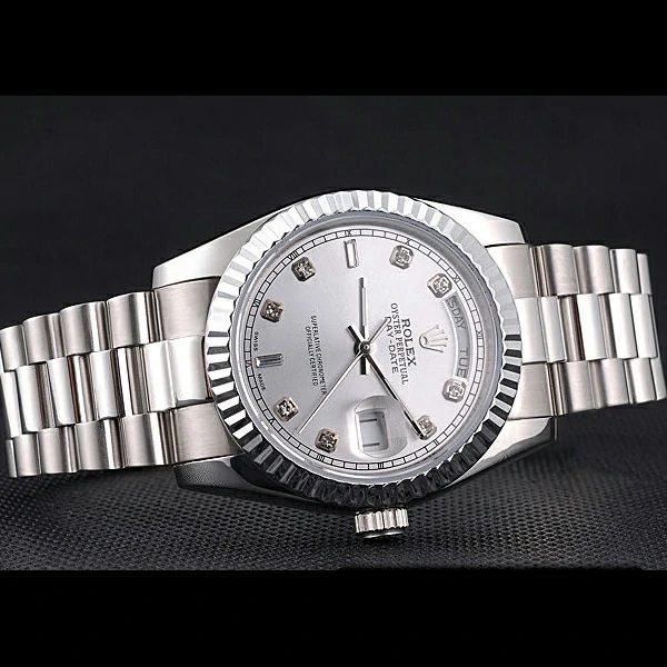 Rolex Day Date Polished Stainless Steel Silver Dial new58035
