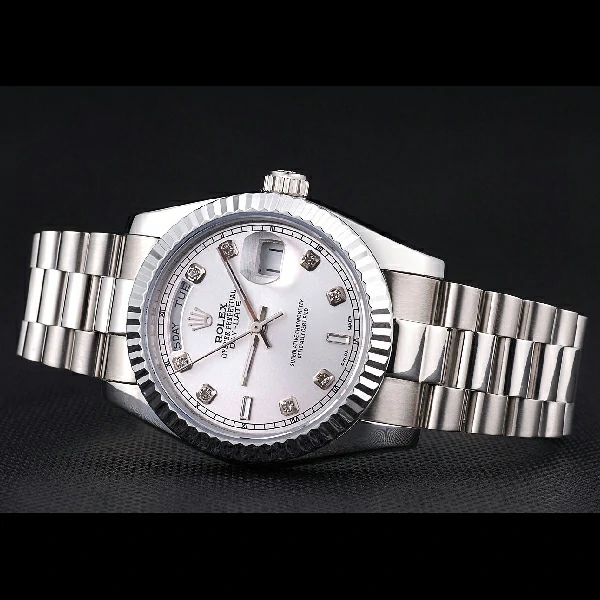Rolex Day Date Polished Stainless Steel Silver Dial new58035