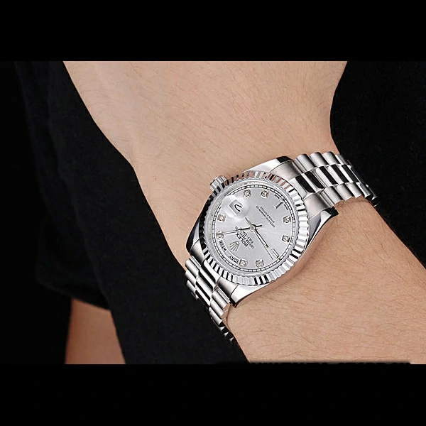 Rolex Day Date Polished Stainless Steel Silver Dial new58035