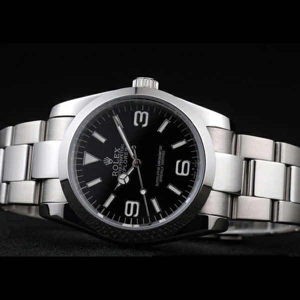 Rolex Explorer Polished Stainless Steel Black Dial new58037