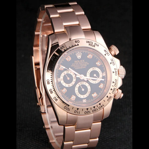 Rolex Daytona Rose GoldPlated Stainless Steel Black Dial new58048