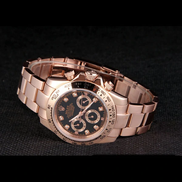 Rolex Daytona Rose GoldPlated Stainless Steel Black Dial new58048