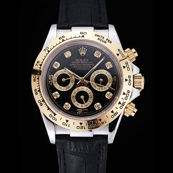 Rolex Daytona Black Patent Leather Yellow Gold Enameled new58049
