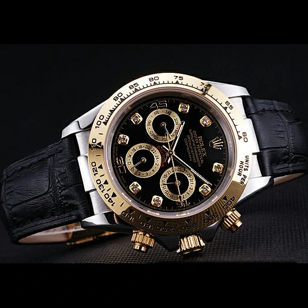 Rolex Daytona Black Patent Leather Yellow Gold Enameled new58049