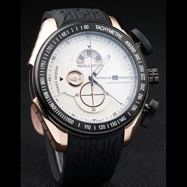 Porsche Regulator Power Reserve Rose Gold Case White Dial new58114