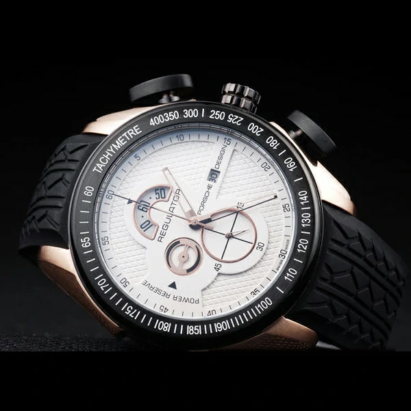 Porsche Regulator Power Reserve Rose Gold Case White Dial new58114