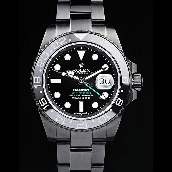 Rolex GMT Master II Pro Hunter Black Steel Strap Black Dial new58153