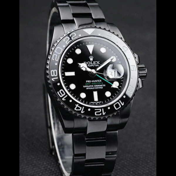 Rolex GMT Master II Pro Hunter Black Steel Strap Black Dial new58153