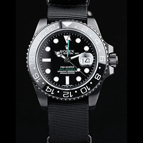 Rolex GMT Master II Pro Hunter Black Fabric Strap Black Dial new58155