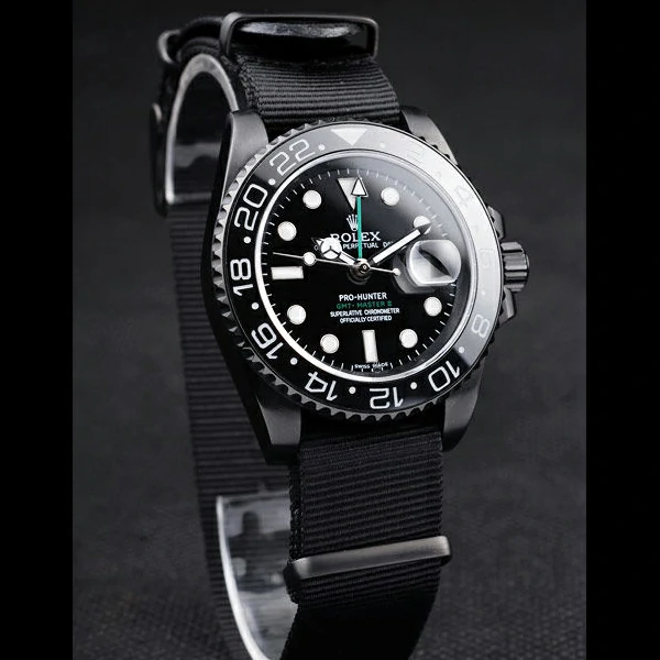 Rolex GMT Master II Pro Hunter Black Fabric Strap Black Dial new58155