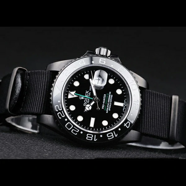Rolex GMT Master II Pro Hunter Black Fabric Strap Black Dial new58155