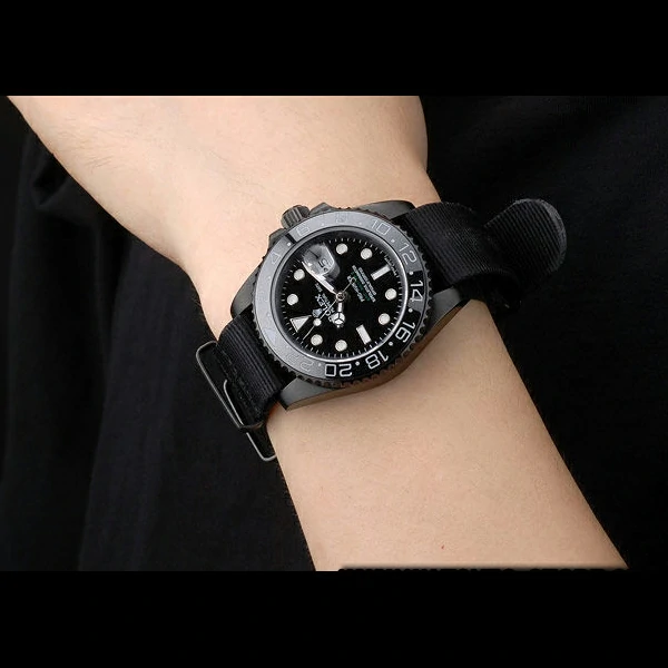 Rolex GMT Master II Pro Hunter Black Fabric Strap Black Dial new58155