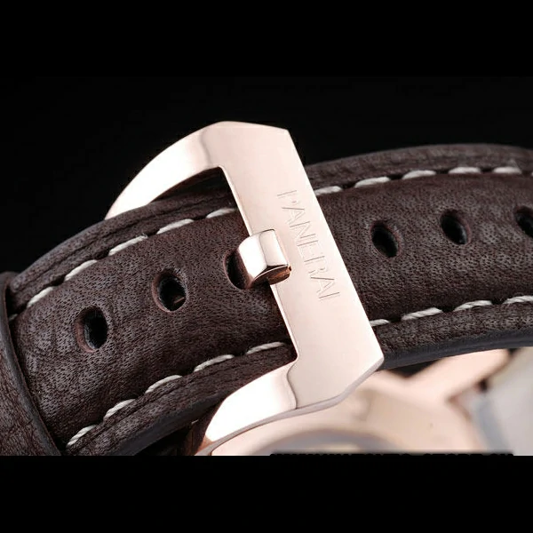 Panerai Luminor Rose Gold Case Black Dial Dark Brown Leather Strap new58211