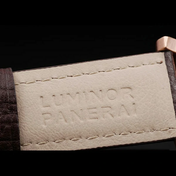 Panerai Luminor Rose Gold Case Black Dial Dark Brown Leather Strap new58211