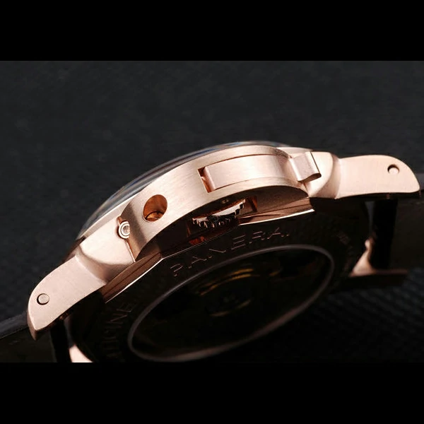 Panerai Luminor Rose Gold Case Black Dial Dark Brown Leather Strap new58211