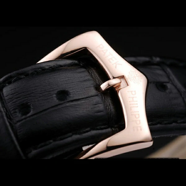Patek Philippe Geneve Calatrava Crystal Studded Hour Marker Black Dial Black Leather Strap new58228