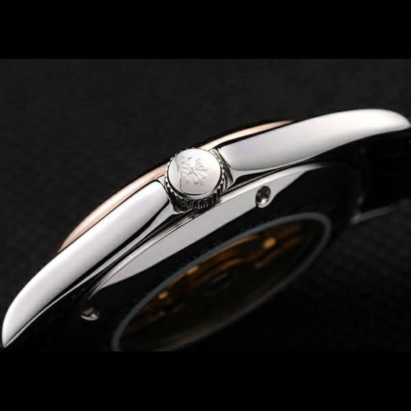 Patek Philippe Geneve Calatrava Crystal Studded Hour Marker Black Dial Black Leather Strap new58228