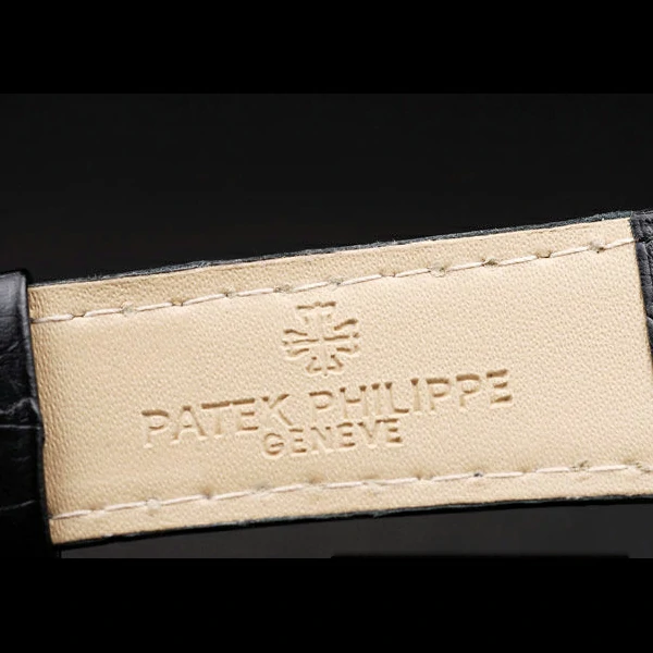 Patek Philippe Geneve Calatrava Crystal Studded Hour Marker White Dial Black Leather Strap new58230
