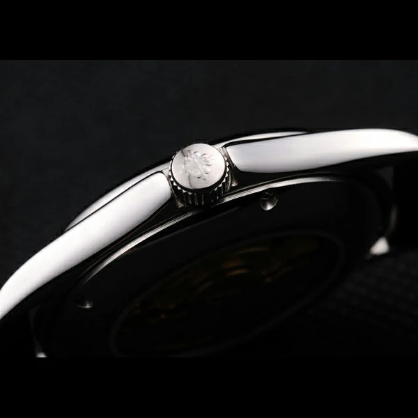 Patek Philippe Geneve Calatrava Crystal Studded Hour Marker White Dial Black Leather Strap new58230