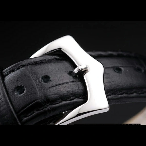 Patek Philippe Geneve Calatrava Crystal Studded Hour Marker Black Dial Black Leather Strap new58231