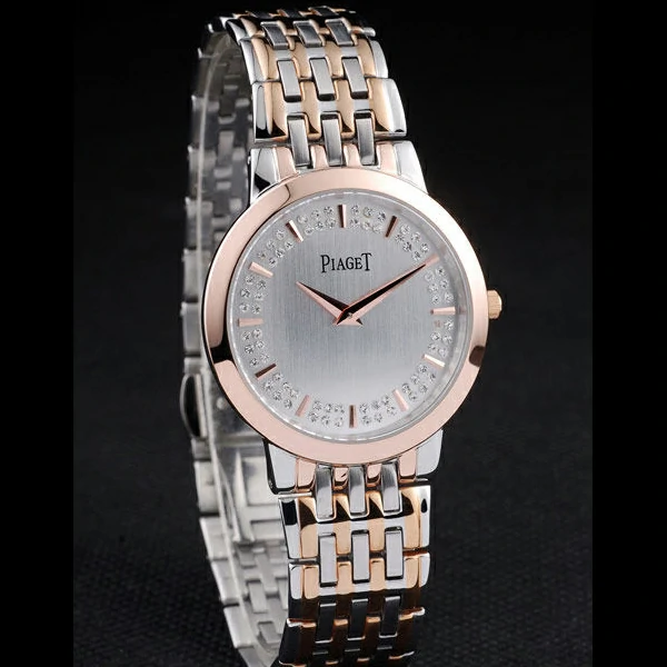Piaget Traditional Rose Gold Case Double Studded Minute Markers Silver Dial new58245