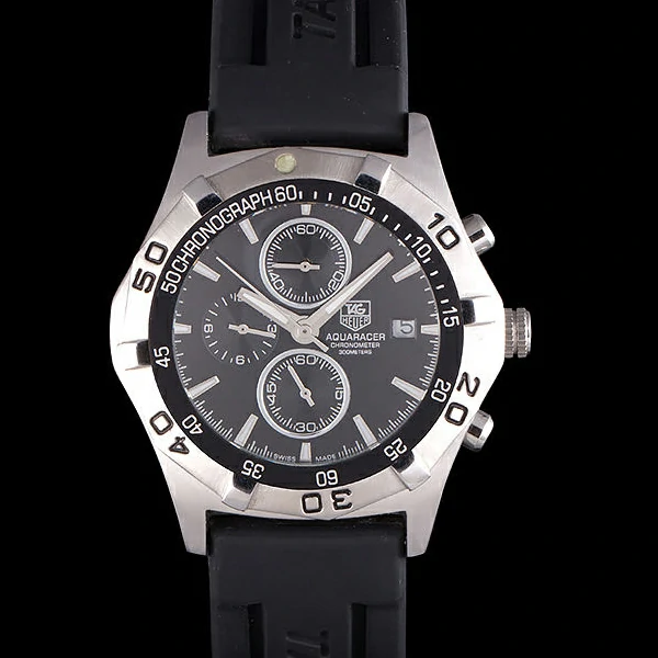 Tag Heuer Aquaracer Tachymeter Bezel Black Dial Black Rubber Strap new58253