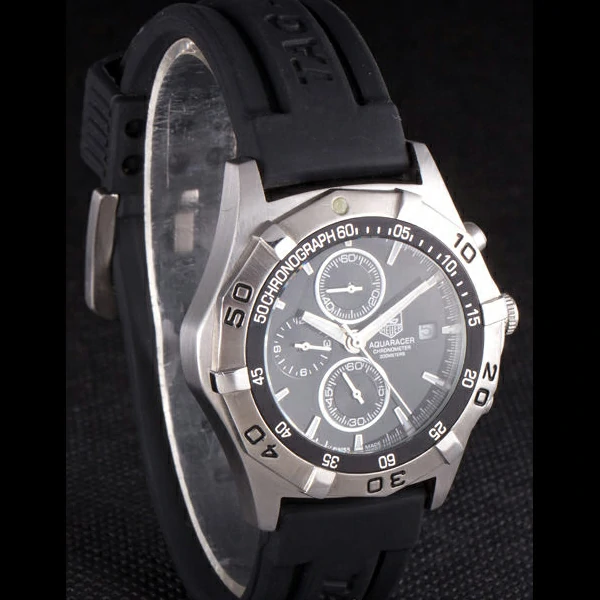 Tag Heuer Aquaracer Tachymeter Bezel Black Dial Black Rubber Strap new58253