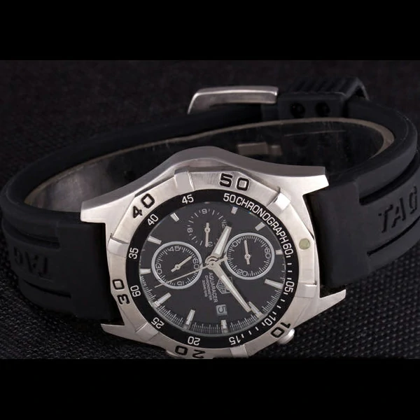 Tag Heuer Aquaracer Tachymeter Bezel Black Dial Black Rubber Strap new58253