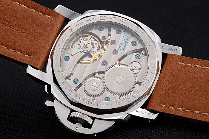 Panerai Radiomir Brushed Stainless Steel Case Black Dial Brown Leather Strap new58532