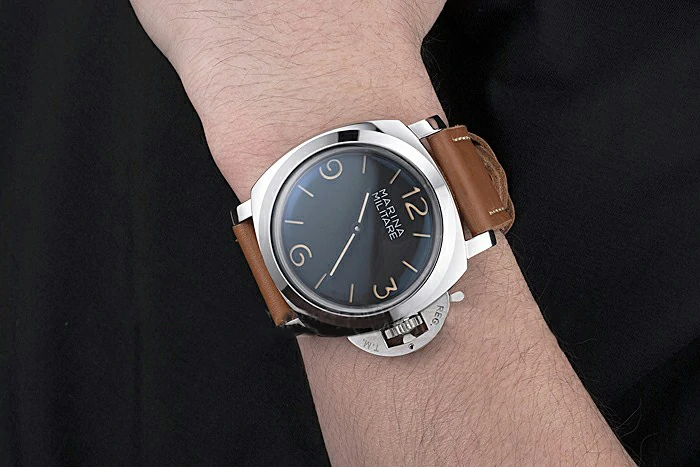 Panerai Radiomir Brushed Stainless Steel Case Black Dial Brown Leather Strap new58532